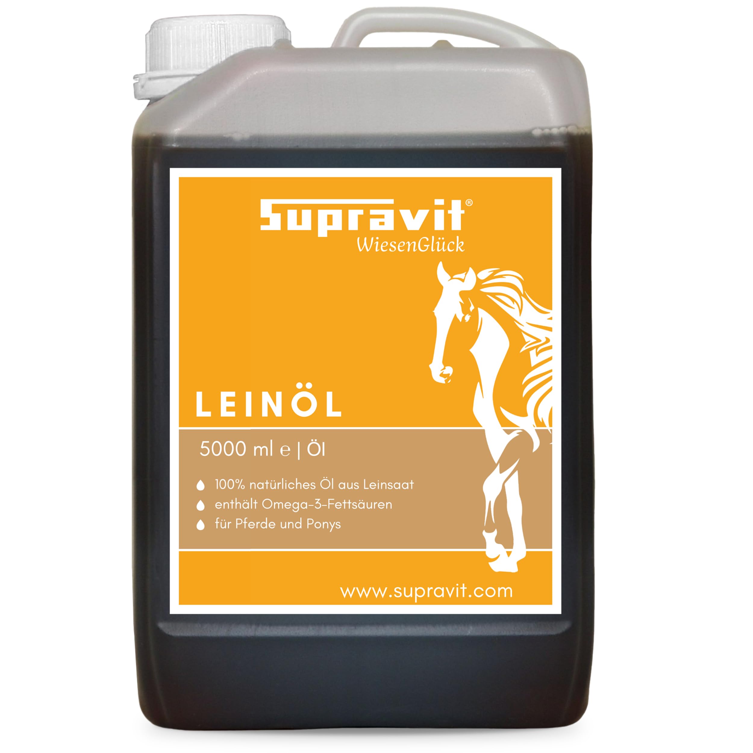 Supravit Leinöl Pferde 5 Liter & Hunde | Frisches Leinsamenöl kaltgepresst