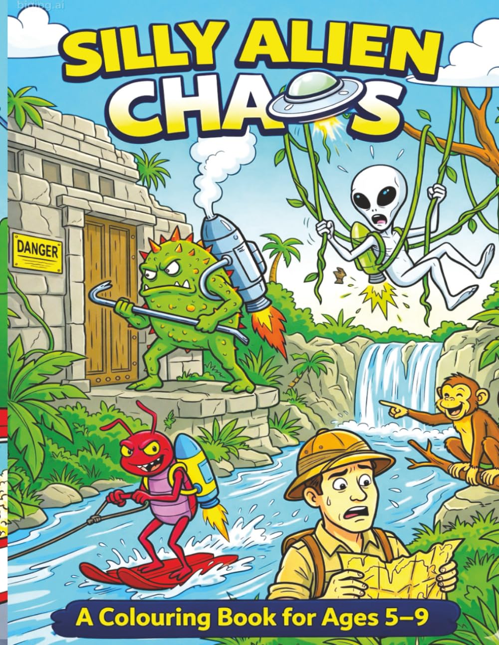Silly Alien Chaos: A fun and hilarious cartoon style colouring book of Alien mishaps. (The Silly Chaos Series)