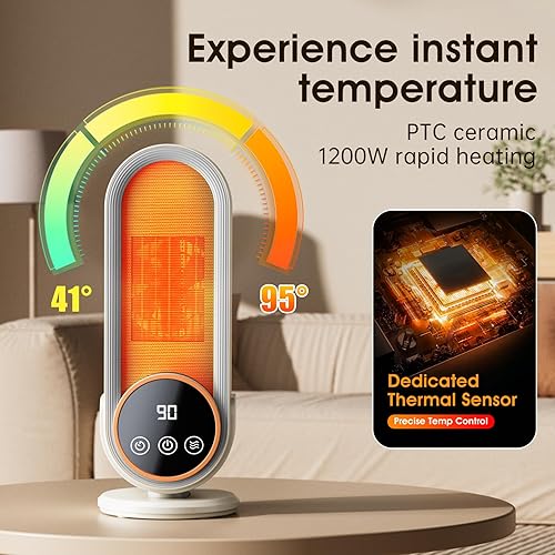 Miniatura 9 de Calentador de espacio para interiores - Calentador portátil de eficiencia energética con termostato ajustable, tecnología de cerámica de