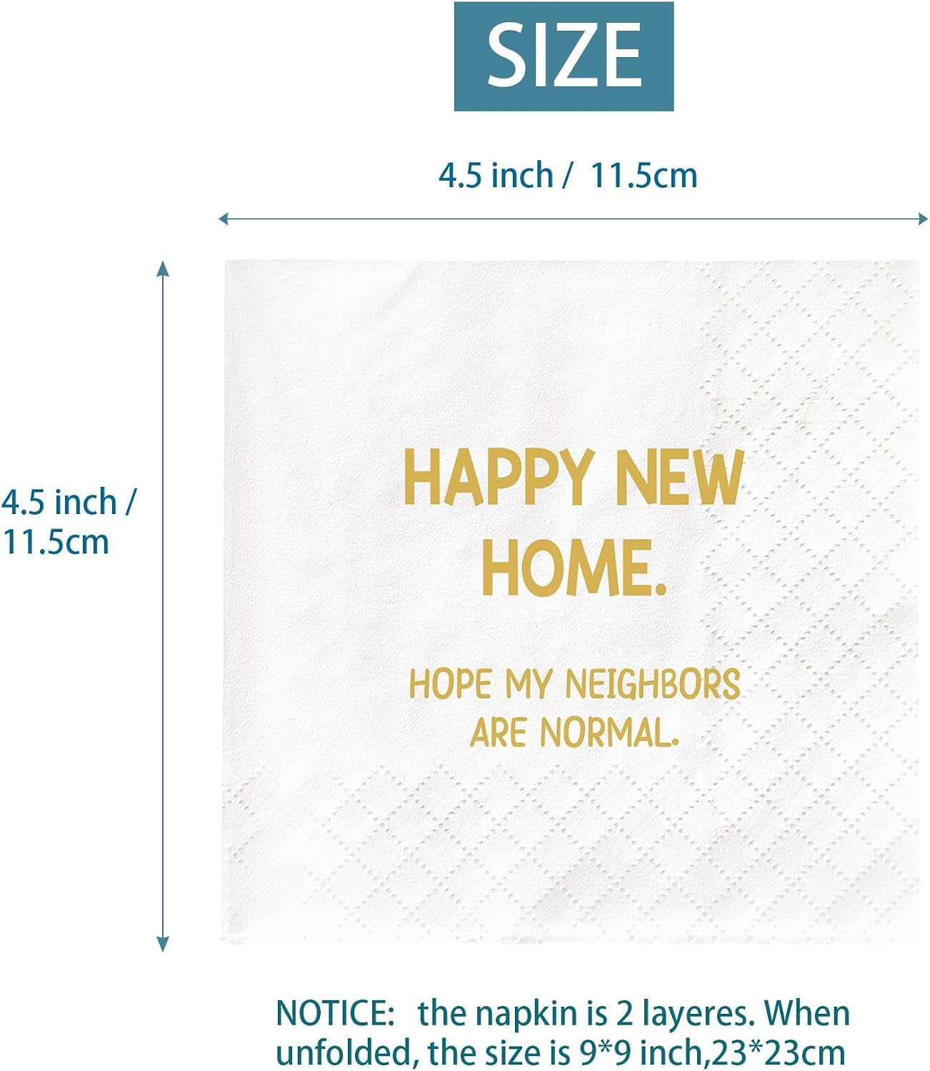 House Warming Napkins, Funny Housewarming Party Supplies Decorations Favors Gifts Napkins, Happy New Home Owner Napkins for Cake Dessert Berverage Table Decorations, 4.5 x 4.5 inches 2-Ply