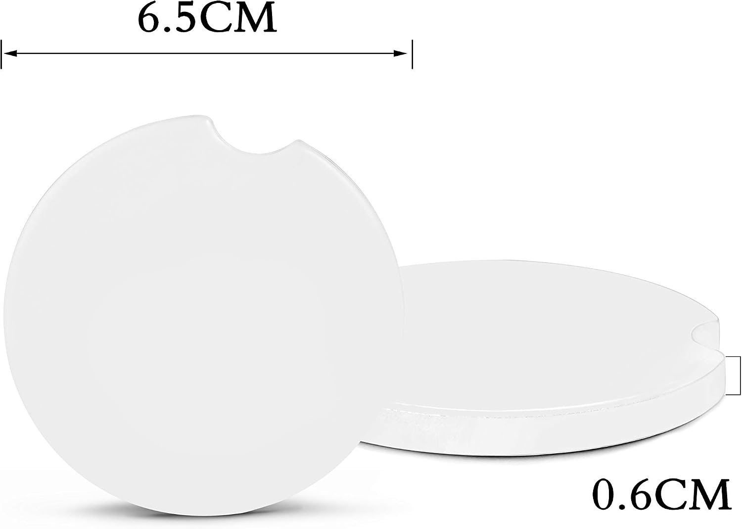 Sublimation Blanks Car Coasters, 12pcs Absorbent Ceramic Car Cupholder Coasters with A Finger Notch for Easy Removal, Keep Vehicle Free from Cold Drink Sweat, Stain and Spill