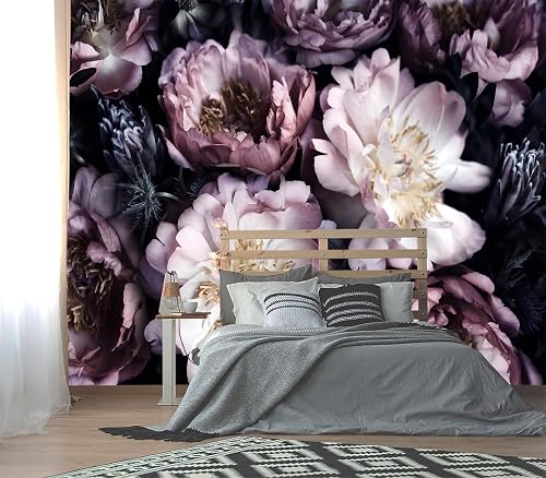 XMPMBM-Purple Peony Floral Fabric Wallpaper Living Room Bedroom Bathroom wall