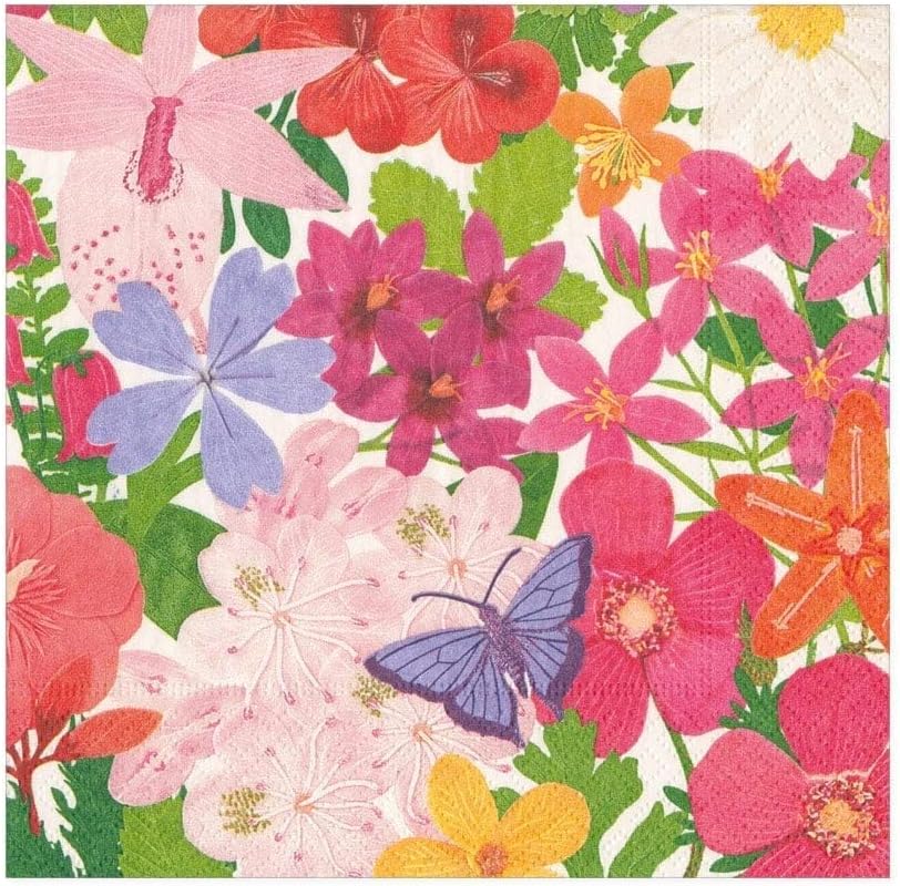 Caspari Halsted Floral Paper Guest Towel Napkins, Four Packs of 15