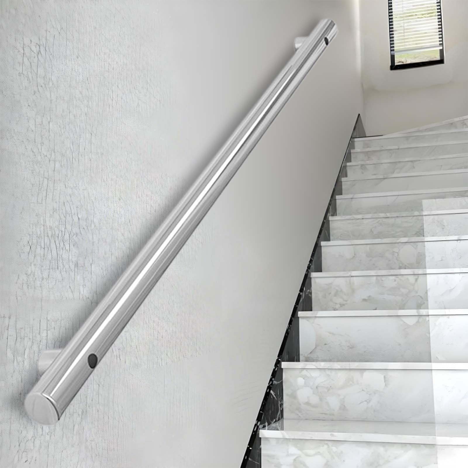 Fkxsxaz Handrails For Stairs, Wall Mounted Support Staircase Hand Rails Steel Banister Rail Kit Safety Grab Bar Porch Stairway Railing 30Cm-600Cm(9Ft/270Cm)