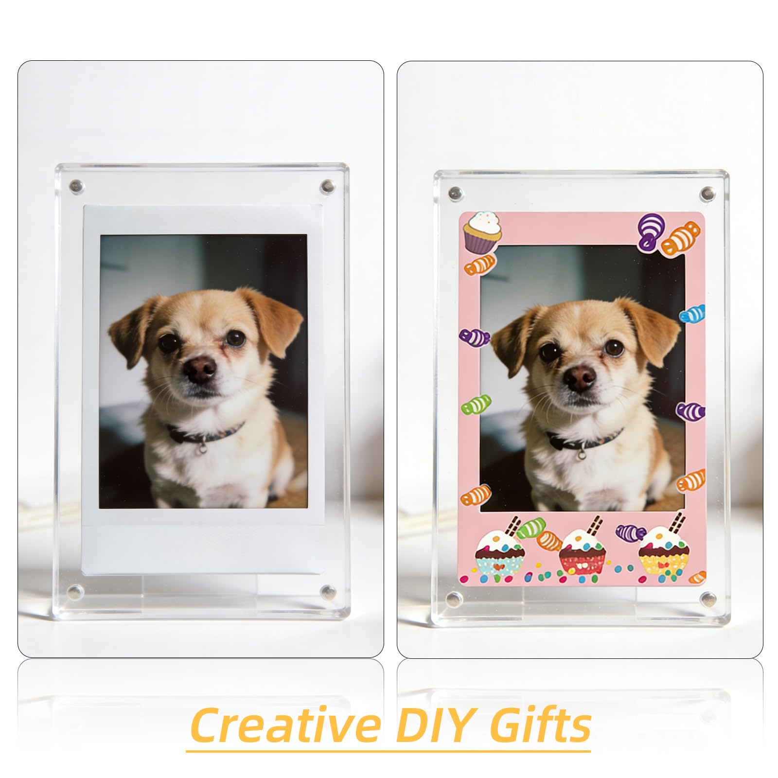 30er-Pack 7,6-cm Fotorahmen-Sticker, kompatibel mit Fujifilm Instax Mini EVO/LiPlay/SE/12/11/9/8/7S/40/41/70/50S/90 & Polaroid – 2×3 Sofortbildrahmen, selbstklebende klare Mini-Filmsticker