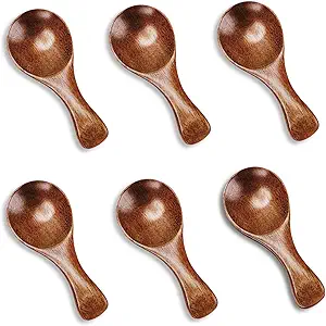 6pcs Small Wooden Spoons, 3.2inch Small Wooden Spoons for Honey, Brown Mini Wood Teaspoons for Tiny Eating Ice Cream Jars Spice Condiments Tea Bath Salt Coffee Sugar Jam Mustard Seasoning