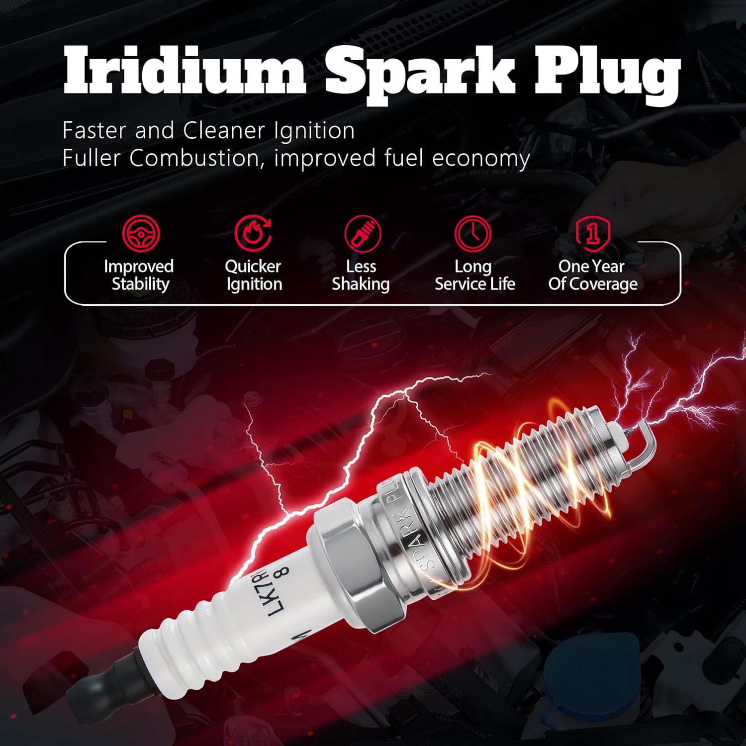 UF651 Ignition Coil Pack and Iridium Spark Plugs Set of 4, Compatible with Hyundai Elantra Tucson 2011-2016 1.8L 2.0L L4 Kia Forte Soul 2012-2019 2.0L Replacement for 273002E000 97390 LKR7BGPS