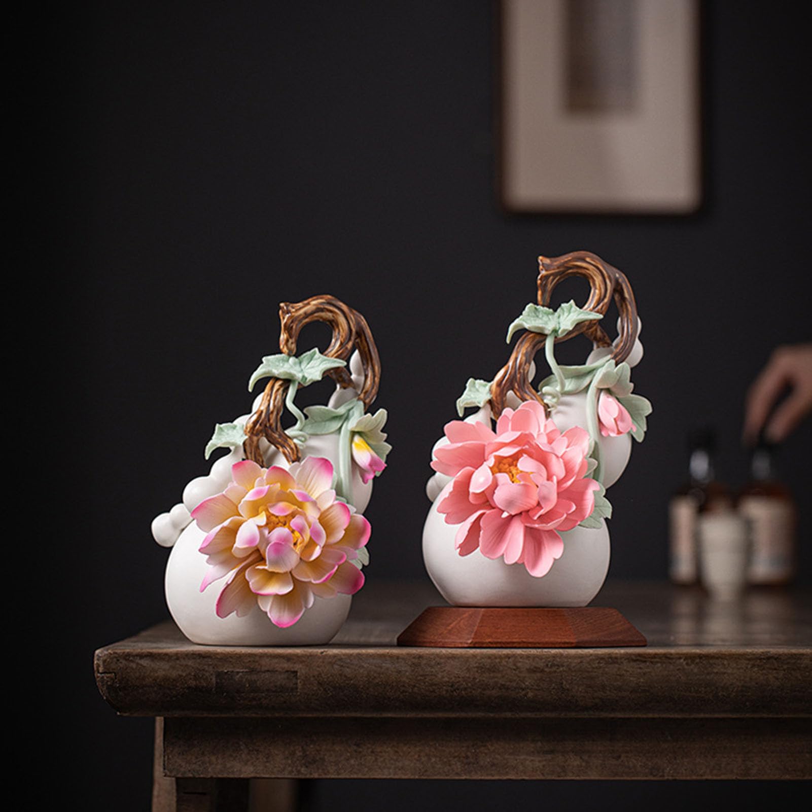 Feng Shui ceramiczna tykwa Wu Lou, tradycyjna chińska dekoracja bogactwa zdrowie, szczęście amulet błogosławieństwo dla domowego biura, prezent dla miłośników rodziny,A1