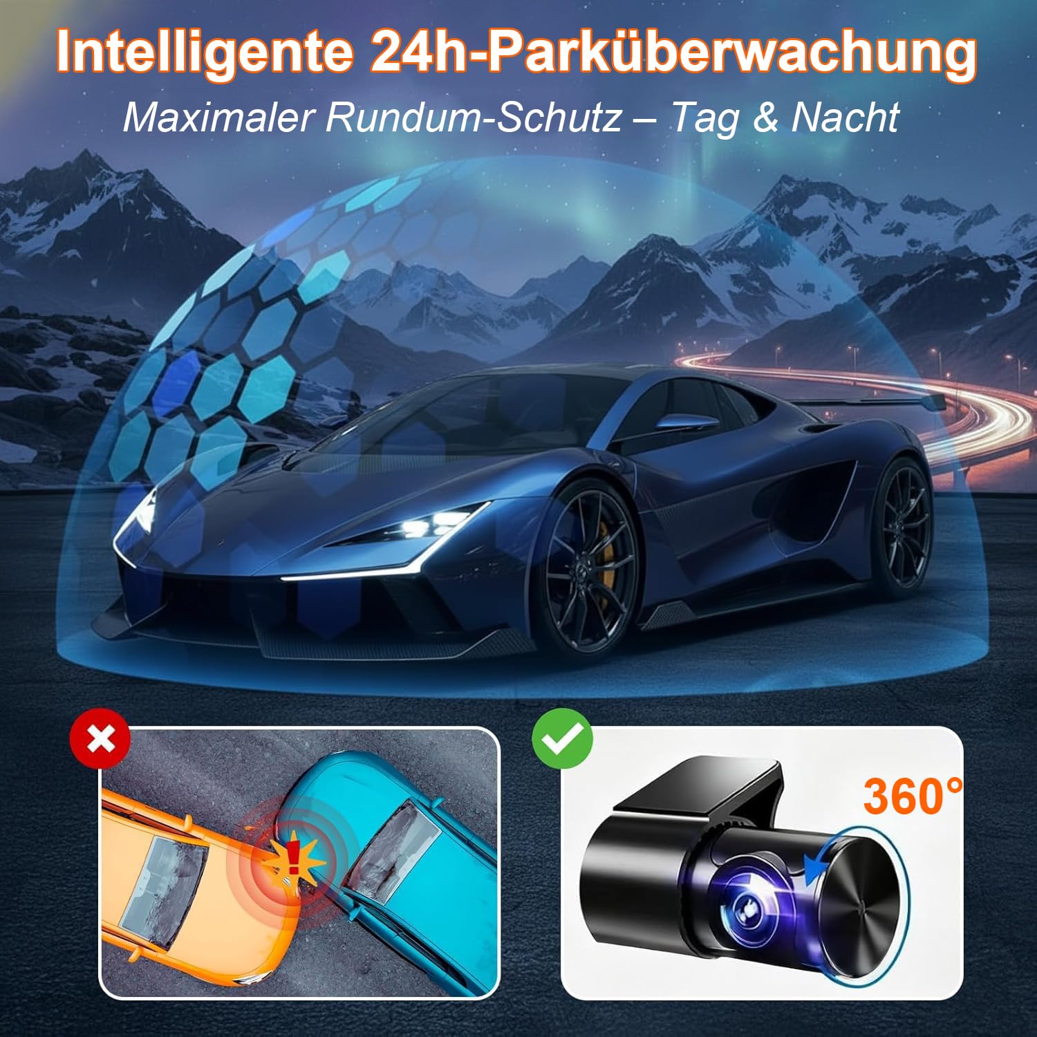 Osmo Dashcam Pro 2.0 2026 Neueste Generation 4K Dashcam mit 1080P Heckkamera, WiFi, 64GB SD Karte, Hardware Kit für 24h Parkmodus, Dual Kamera, 170° Weitwinkel, Nachtsicht, Loop Aufzeichnung