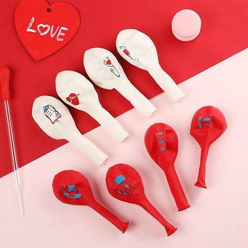 Miniatura 7 de Skylety 40 globos de enfermería de 12 pulgadas, globos de látex de enfermería rojos y blancos, suministros de decoración de fiesta, decoración de