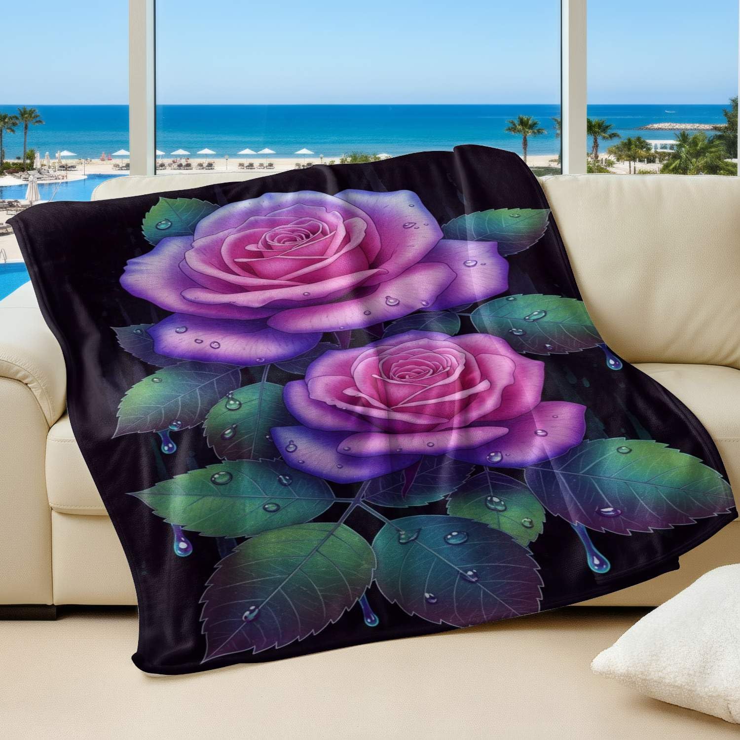 Couverture en flanelle chaude rose orange grand lit canapé plaid imprimé papillon romantique