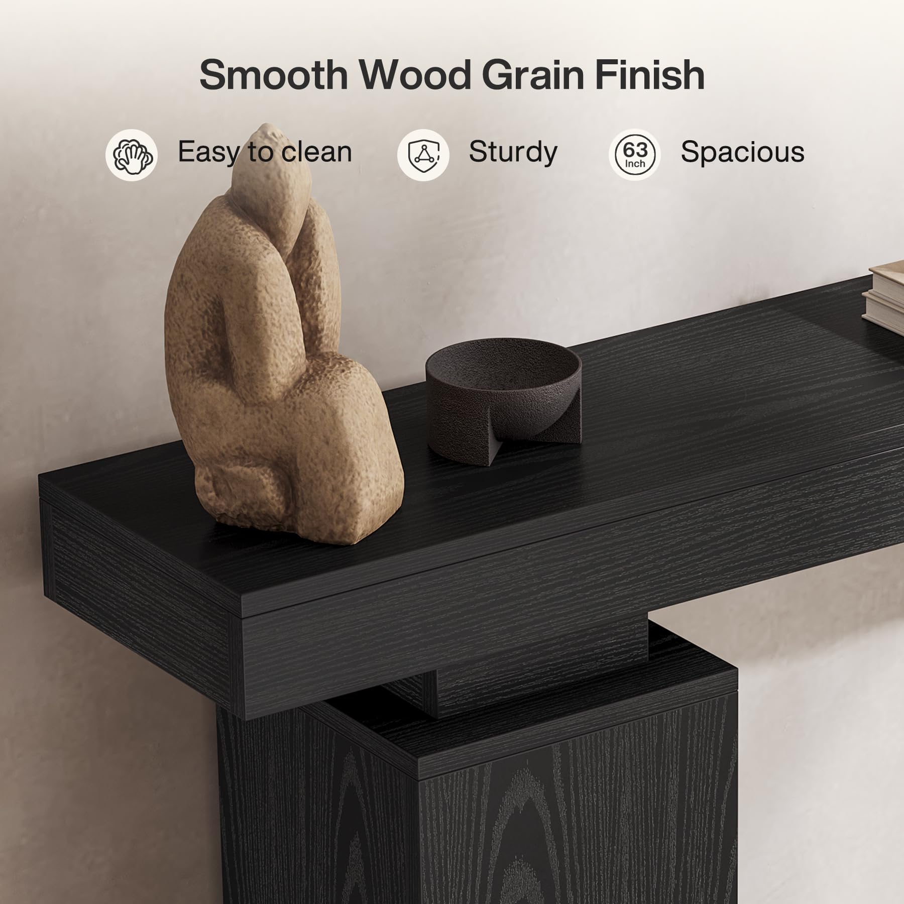Tribesigns 160 cm Langer Konsolentisch, Bauernhaus Eingangstisch hinter der Couch, Holz Foyertisch, Eingangsstation, Moderne Flurtisch Akzent-Möbel für Wohnzimmer-Dekor, Eingang (Schwarz)
