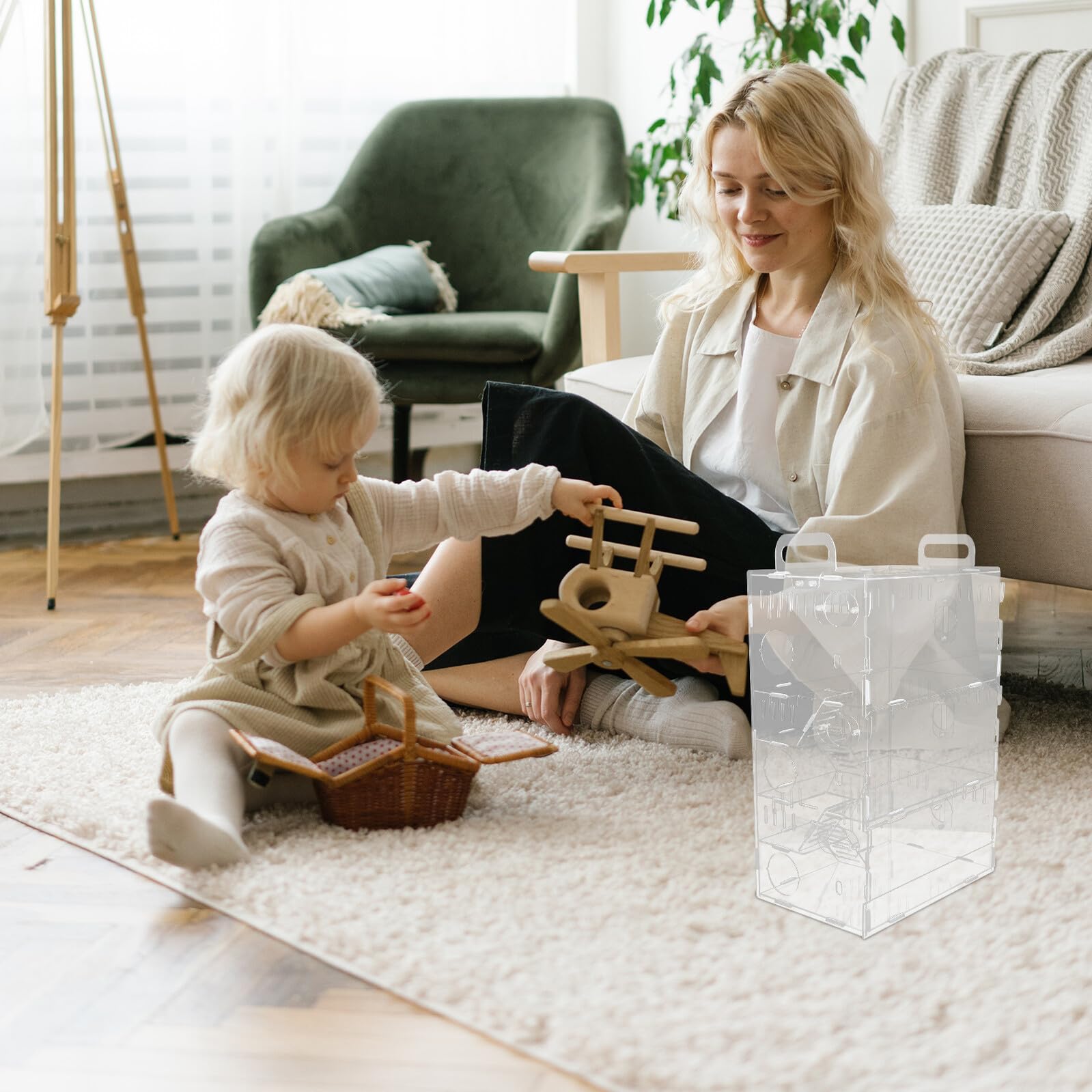 Gadpiparty Jaula para Hámster Pequeña de Acrílico Transparente Tipo Villa de 3 Niveles 30×20×45 CM Casita para Mascotas Pequeñas como Hámster Erizos y Chinchillas