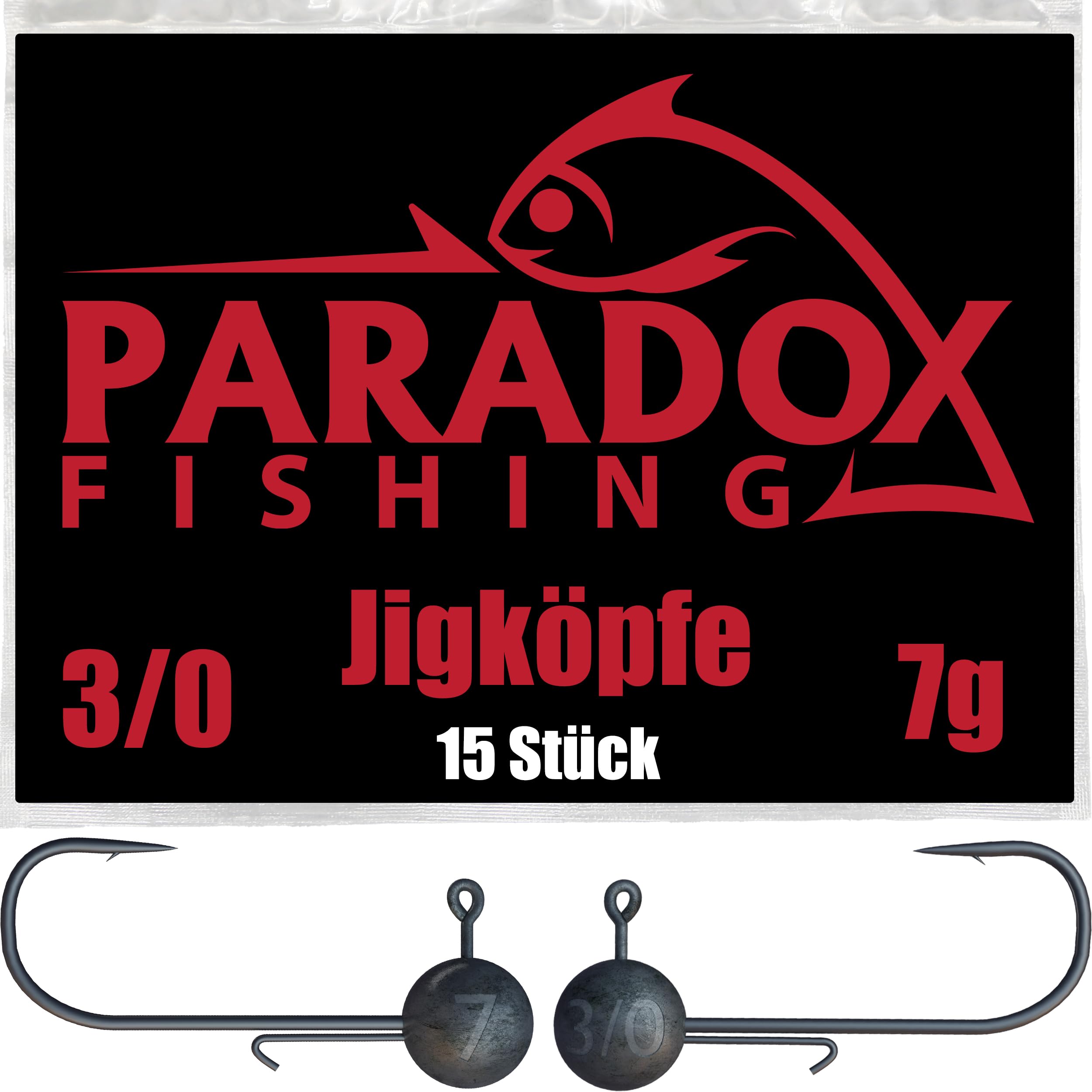 Paradox Fishing Zestaw głowic jigowych 2/0 3/0 4/0 5-28 g - 15/25 szt. - gumowe głowice jigowe z jigowcem do gumowych ryb, sandaczy, akcesoria wędkarskie