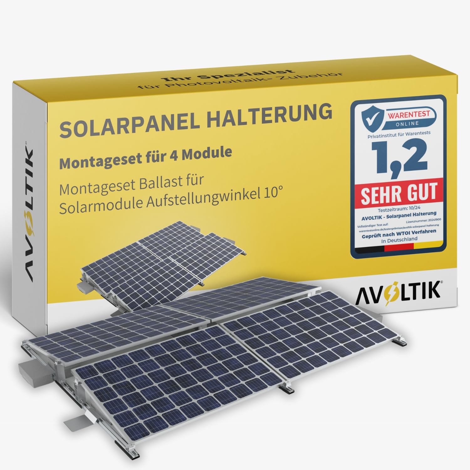Avoltik 4x Flachdachhalterung für Solarmodule ohne Bohren I PV Halterung Flachdach oder Boden I Solarmodul Halterung Flachdach I einfache Montage, flexible Ausrichtung, robust & langlebig 0% MwSt