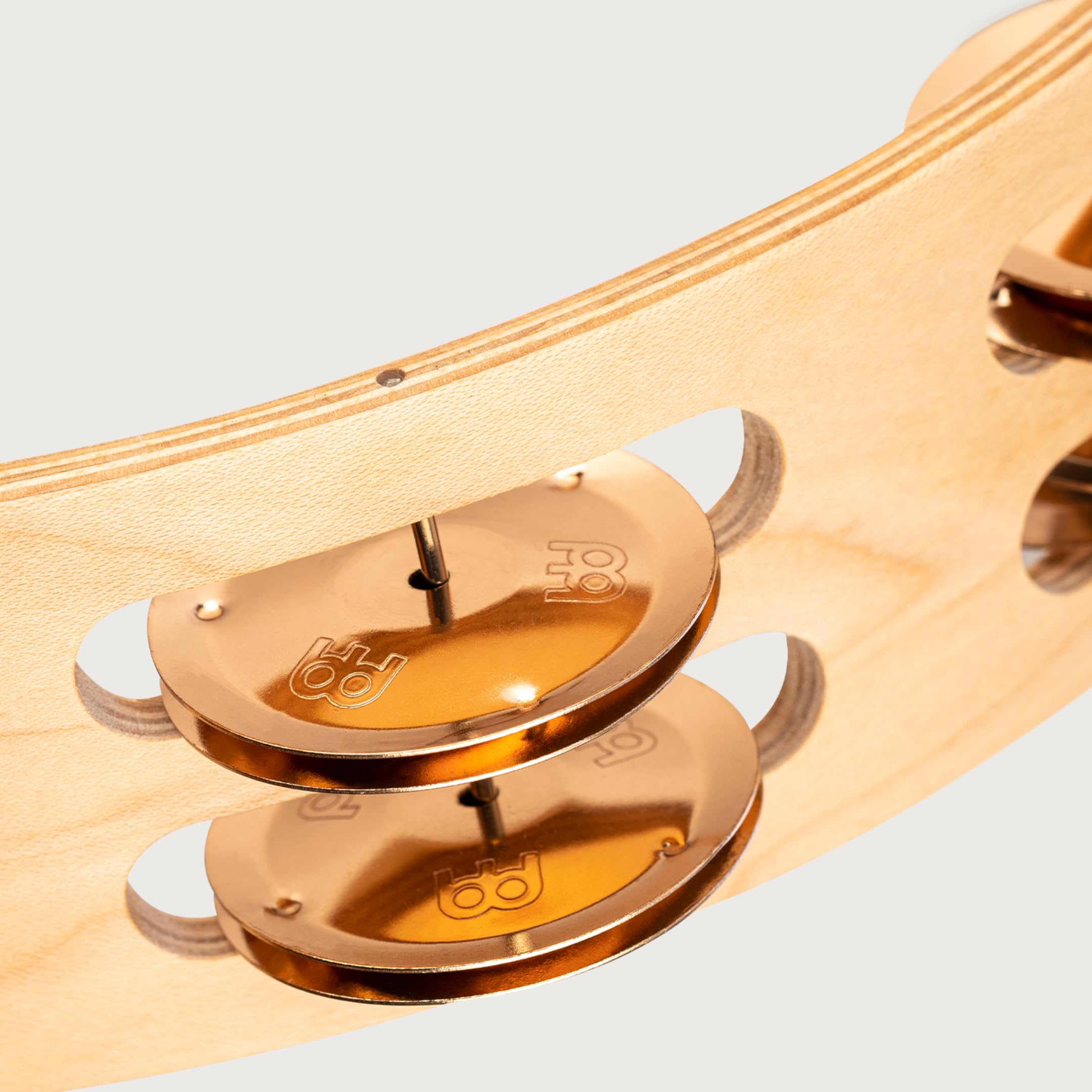 Meinl Percussion Artisan Wood Tambourine - 2-reihiges Tamburin - Durchmesser 10 Zoll - Ahorn / Bronze, Natur (AE-MTA2BO) | Tamburin mit 2 Reihen Jingles, mit ergonomischem Griff, Durchmesser 10 Zoll, Ahorn und Bronze