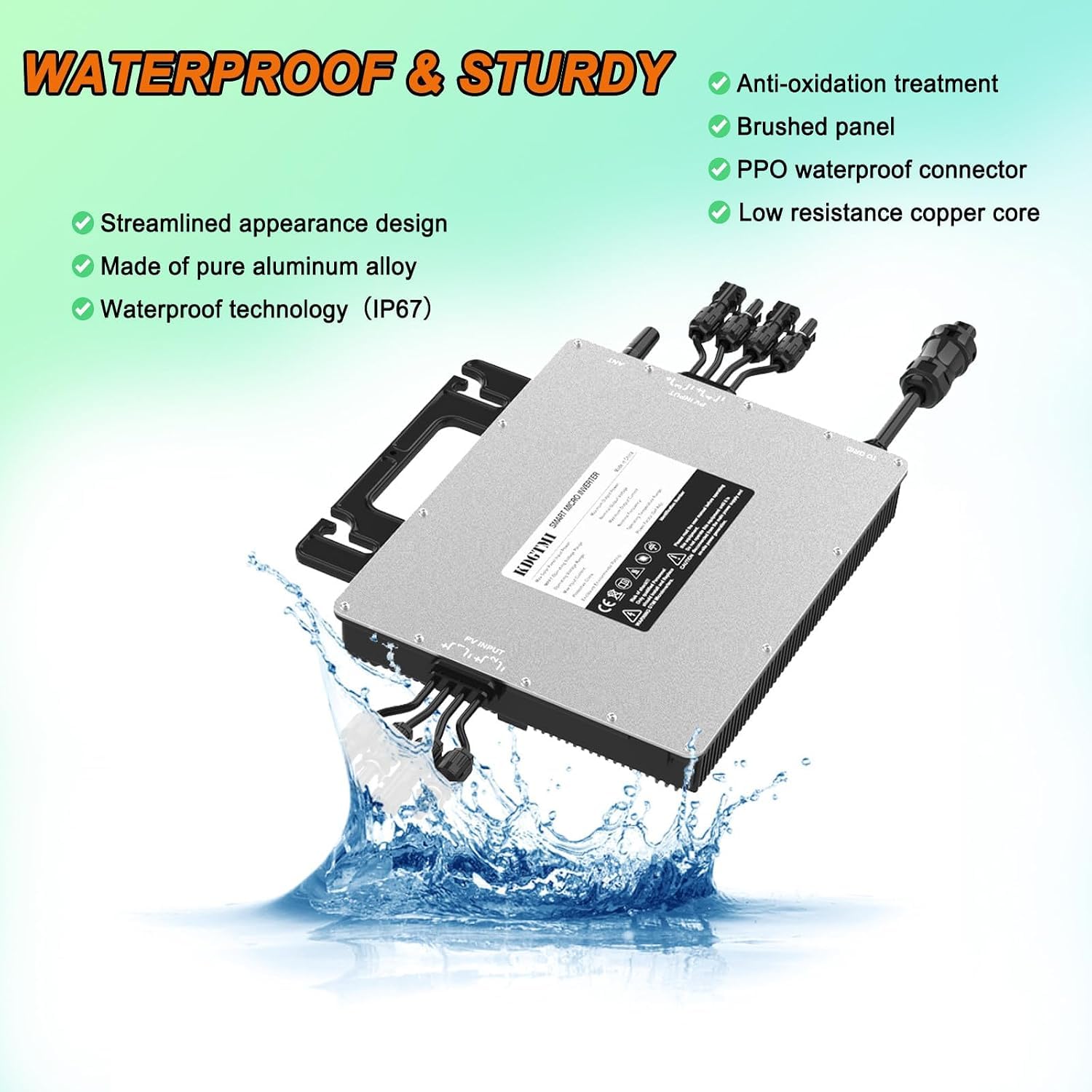 Microinversor de conexión a Red de 2000 W, 120/230 V, con monitorización Wi-Fi para instalación en balcón. Microinversor con MPPT.