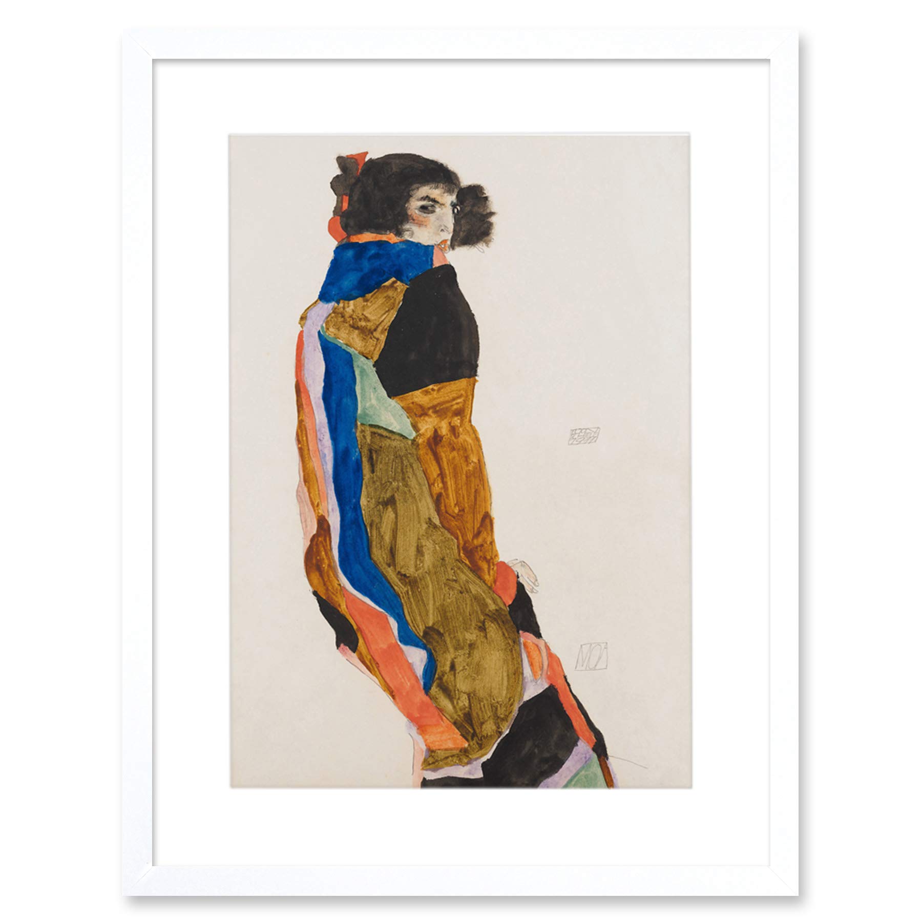Wee Blue Coo Egon Schiele Moa Dancer Artwork Framed Wall Art Print 12X16 Inch