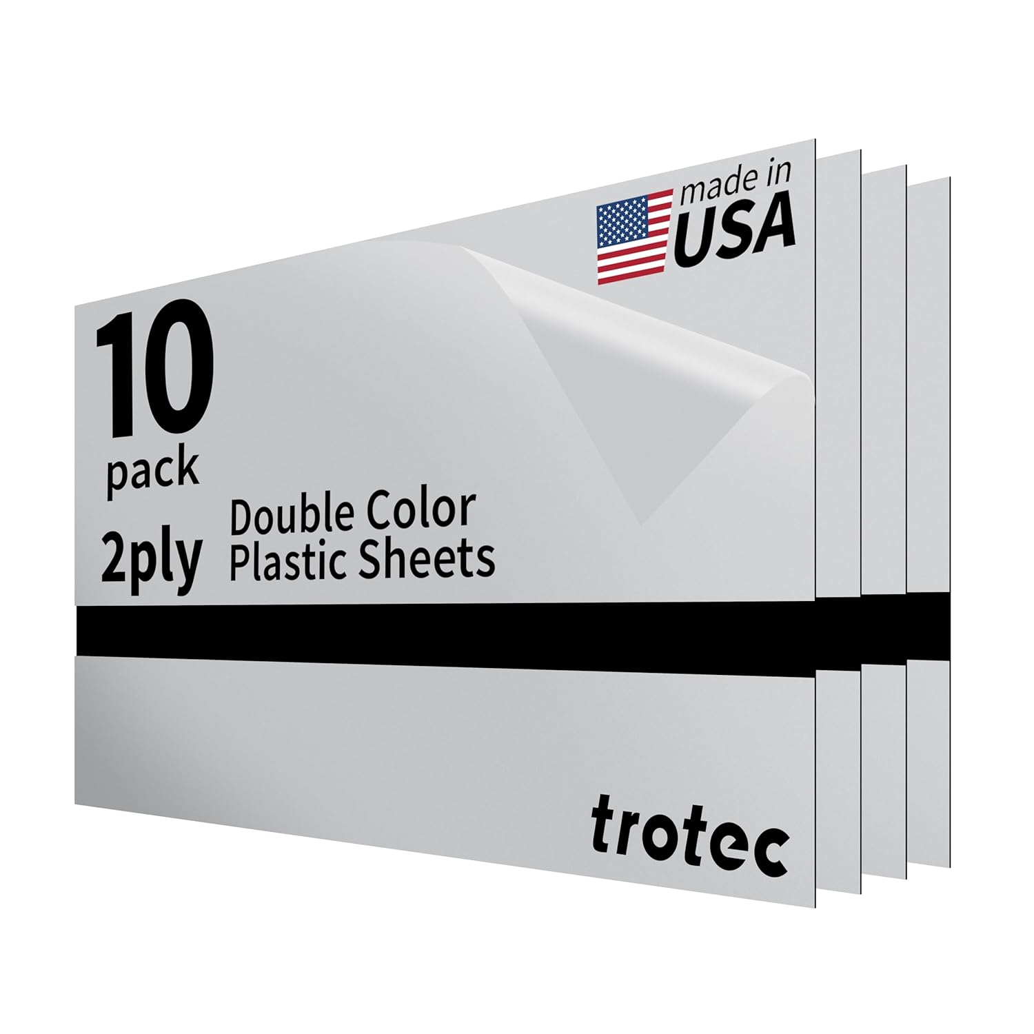 Trotec TroLase Lights | 24"x12"x1/250"(0.1mm thick) | Adhesive-Backed Flexible Laser Engraving Sheet/Film for Decal & Label | Double Color Plastic Sheet for Engraving | Brass/Black | 10pcs
