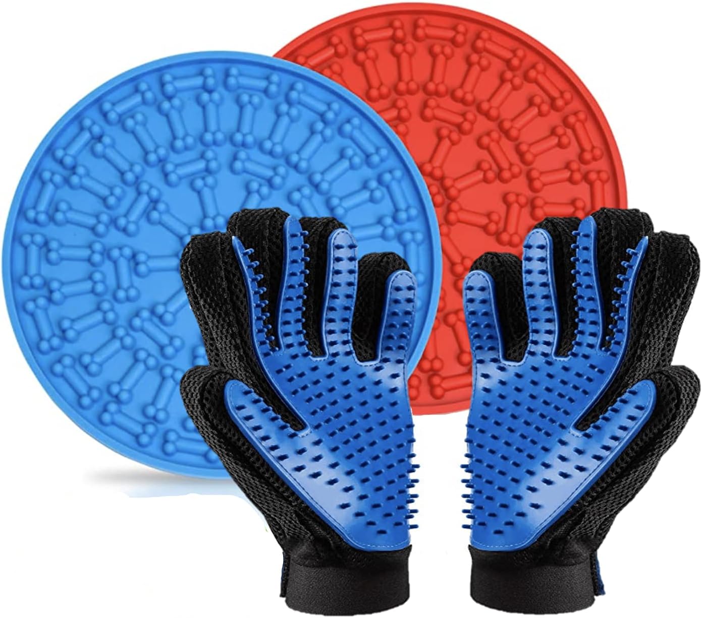 Dog Lick Mats Pet Brush for Shedding Silicon Slow Feeder Bowls Helpful Calming Anxiety Relief and bath Grooming Gloves Peanut Butter…