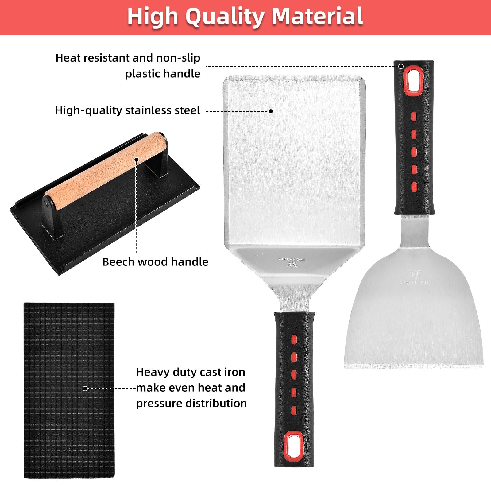 Griddle Accessories Kits, 30 Pcs Griddle Grill Tools Set, Professional Grill BBQ Spatula Set with Basting Cover, Spatula, Scraper, Bottle, Tongs, Egg Ring