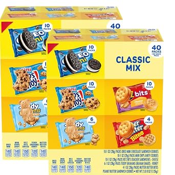 Classic Mix Cookie and Cracker Variety Pack, Individual Snack Packs, 40 Count, 1 Ounce Each 2 Pack, Mixed