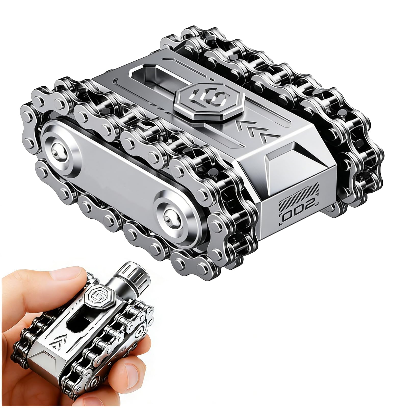 Metal Fidget Toys Adults, 4 in 1 Fidget Slider Roller Chain Combo with Tactile Feedback & Clicking Sounds Portable Office Desk Toys for Relieving Stress and Anxiety Adult Gift (Silver)