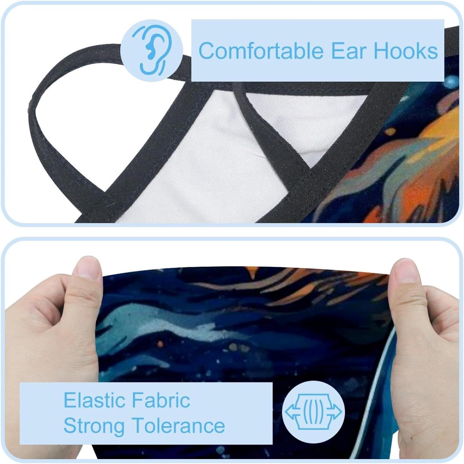 4 Pieces Starry Sky Shark Neck Gaiter Bandana Face Mask, Sun Cooling Scarf Gator Cover Head for Men Women