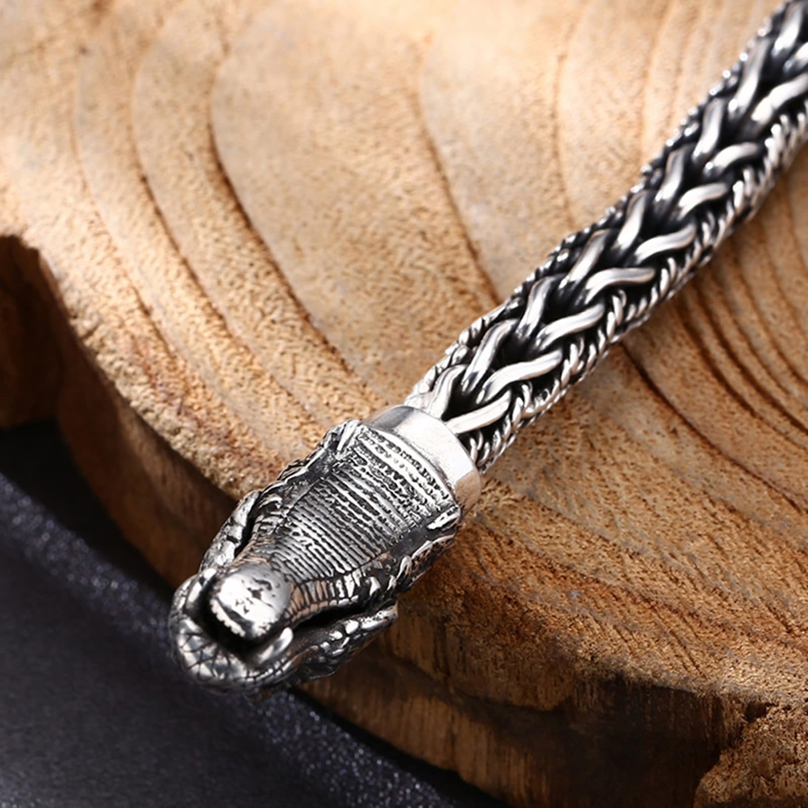 Epinki Armband Sterling Silber S925 Herren Schlange Welle Kette Armreifen