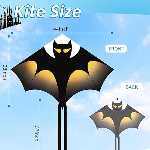Miniatura 2 de YongnKids Cometa para niños fácil de volar, cometas grandes de murciélago para niños, niñas, niños y adultos, fáciles de volar, perfecta para