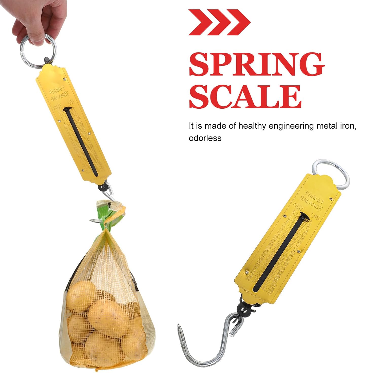 Portable Mechanical Hanging Hook Scale 50kg 110lb 2pcs Metal