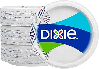 Dixie 10 Inch Paper Plates, Dinner Size Printed Disposable Plate, 204 Count (3 Packs of 68 Plates)