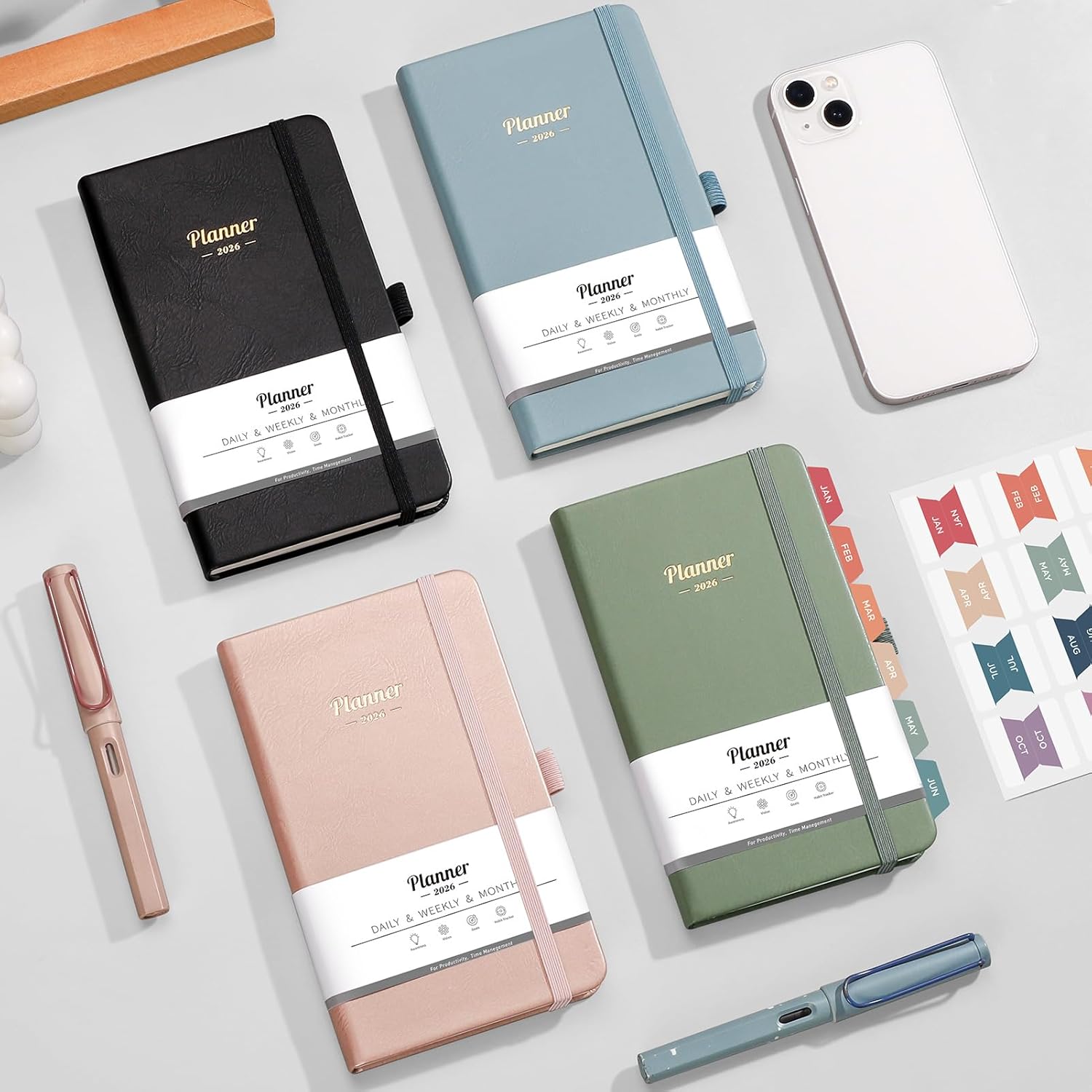 AHGXG Pocket Calendar Planner 2026-2027, Weekly and Monthly Small Planner, 15 Months, JAN 2026 - MAR 2027, Mini Size, Hardcover, Inside Pocket, For Women Men School Home Office Supplies, 3.9''X 6.7'' - Sage Green image 8 of 8 B0B6VRWCDT