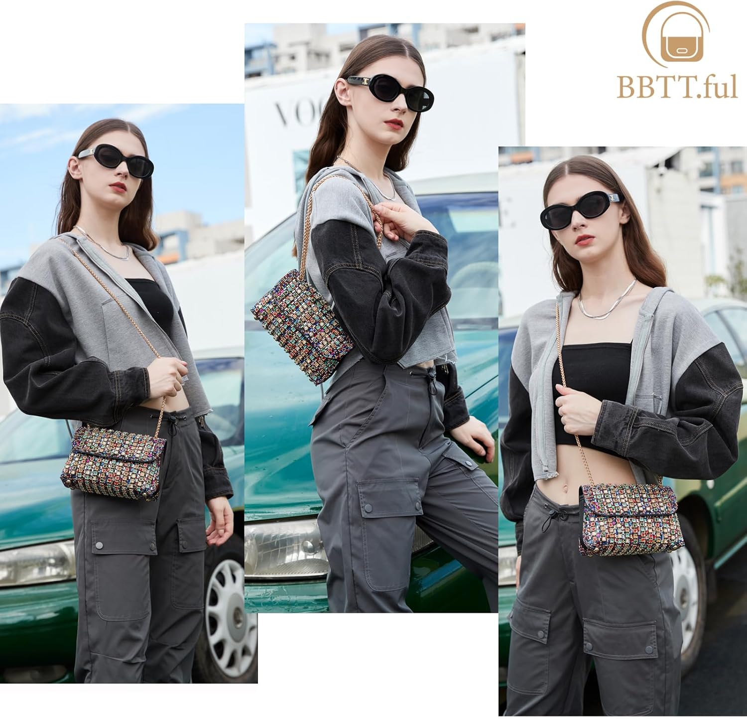 Shoulder Bags Crossbody Bag Purses Handbags Crystals Rhinestone Evening Bag for Women Clutch Purse with Chain - Image 2