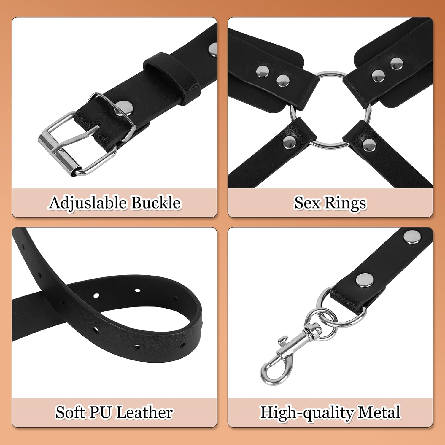 BDSM Bondage Hip Waist Harness Sex Restraints Set, Leather Hip Sexy Thigh Harness for Women Sex, Adjustable Sex Toys with Leg Straps Handcuffs for Couple