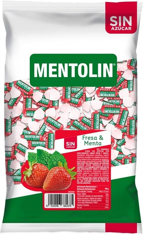 Mentolín - Fresa & Menta - Caramelo duro sin azúcares con edulcorantes - 1 kg