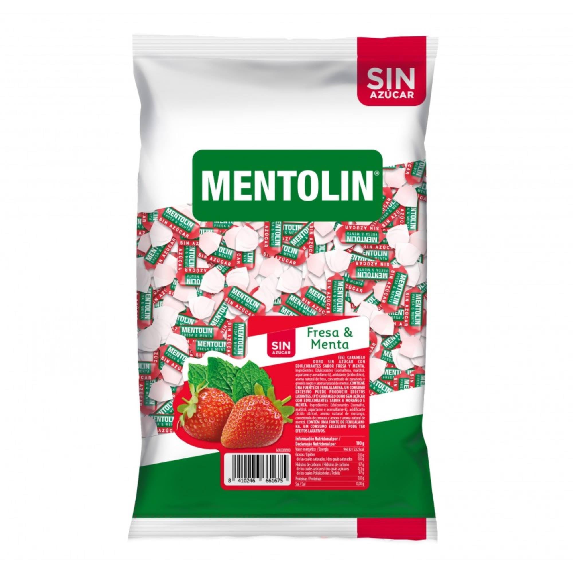 Mentolín Caramelo duro sin azúcares Fresa & Menta 1 kg