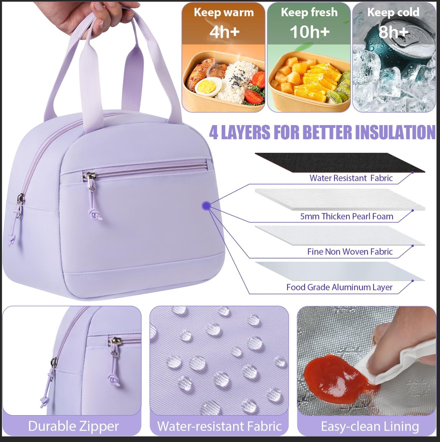 Fimibuke Kids Backpack for Girls, 3 PCS Waterproof Girls Backpack with Lunch Box & Pencil Case, Lightweight Bookbag Set for Kids Teen Girl Travel School Bag for Elementary Middle High School Students - Image 8