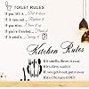 2 Pieces Kitchen Rules Home Stickers Toilet Rules Bathroom Decals Wall Saying Stickers Vinly Art Rules Stickers for Home Decorations
