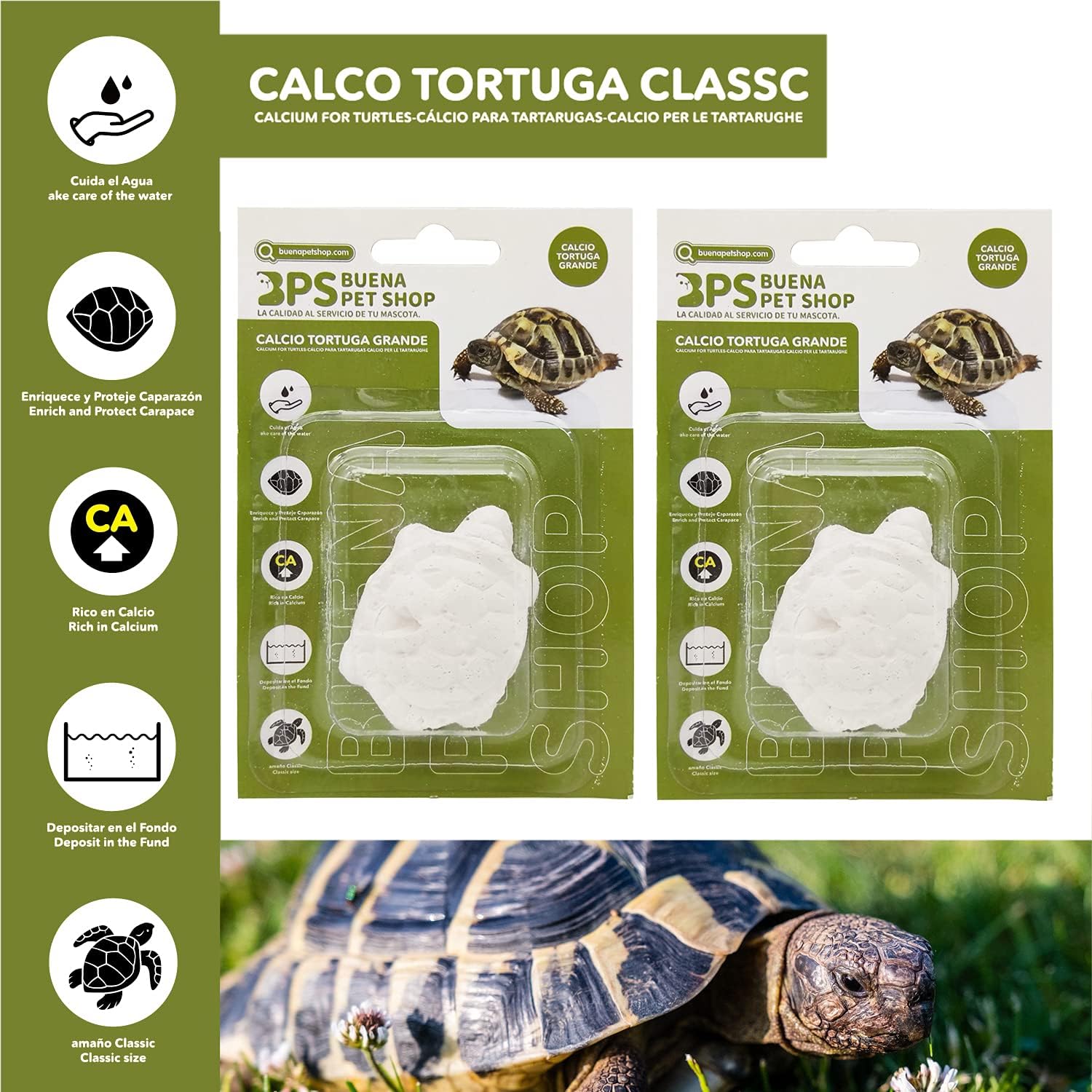 BPS - Blocco di calcio per tartarughe grande, naturale, 12 pezzi, BPS-4133 x 12