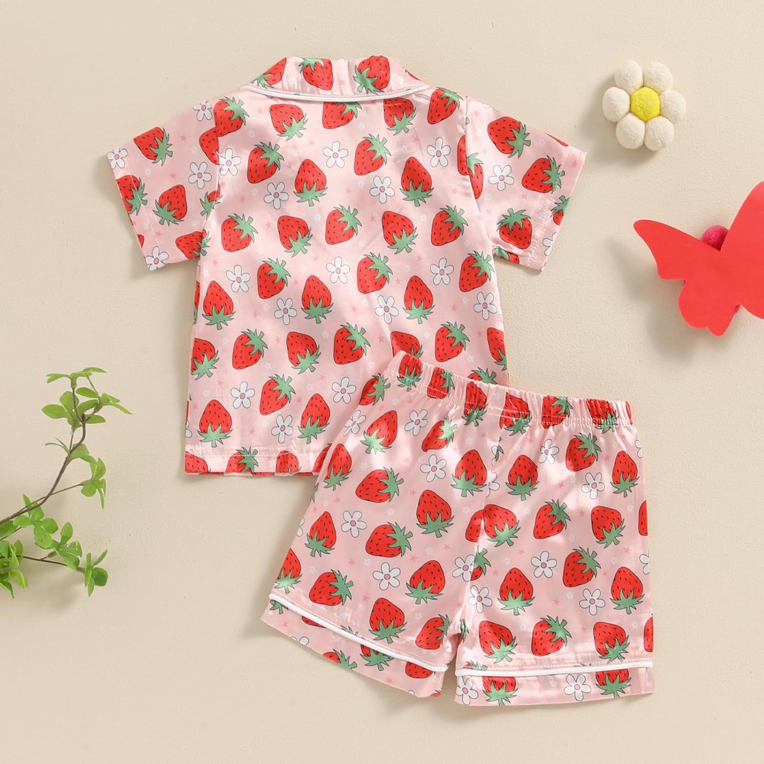 Toddler Baby Kids Satin Summer Pajamas Set Short Sleeve Button-Down Pajamas Top Pants 2Pcs Loungwear Sleepwear Pjs - Image 3
