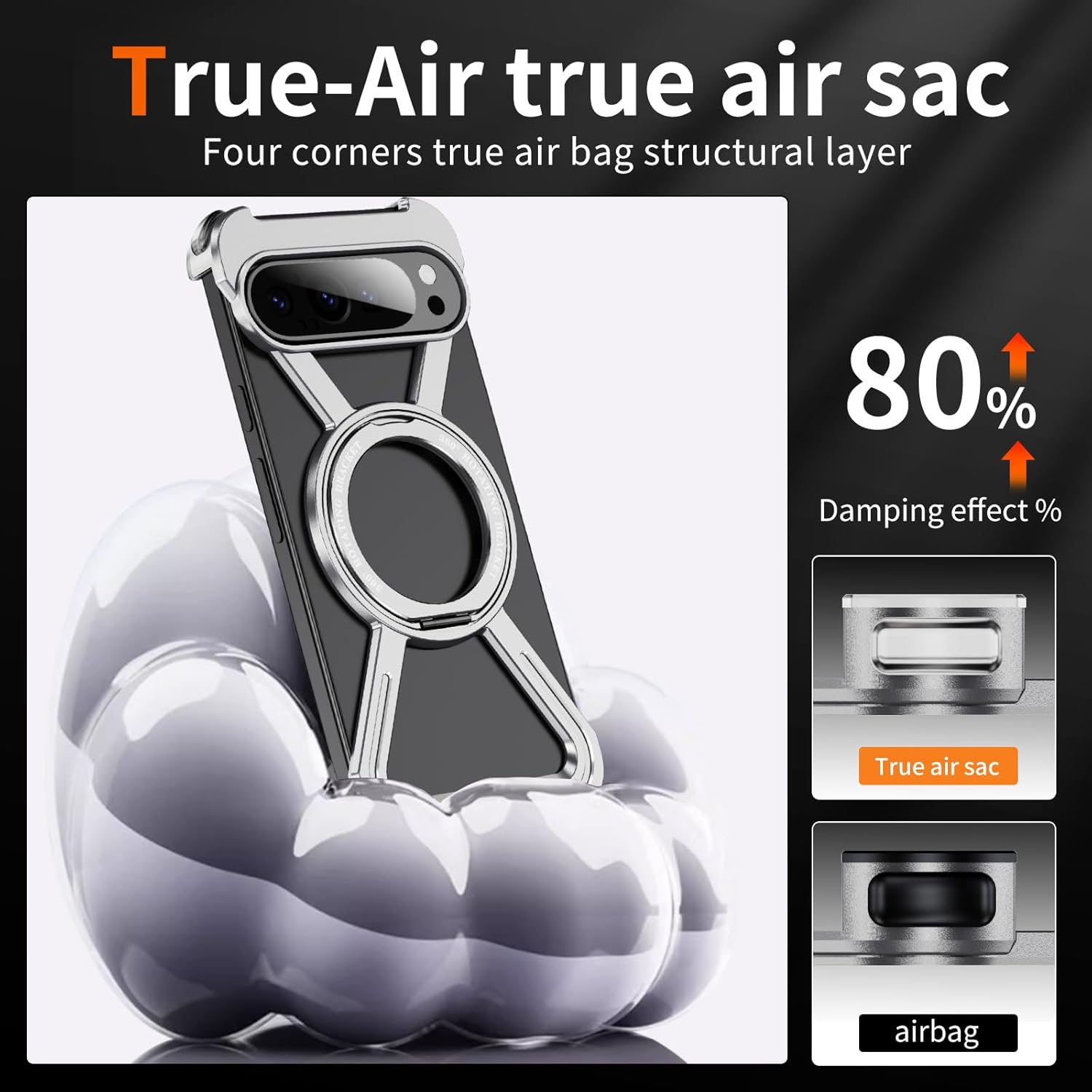 Frameless Case for Pixel 9 Pro XL,Minimalist Bumper Case with Magsafe 360°Rotatable Magnetic Stand,Bezel Less Slim Metal Screen Shockproof Protective Cover for Google Pixel 9 Pro XL-Silver