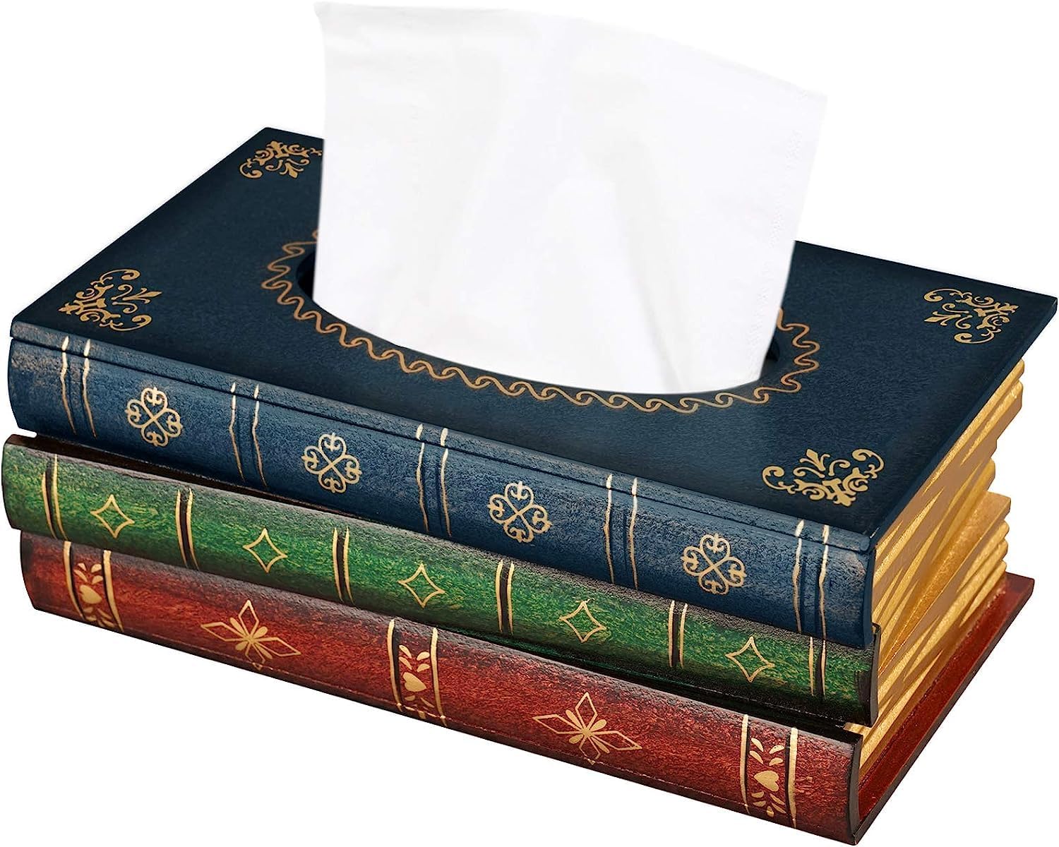 Antique Book Design Wood Bathroom Facial Tissue Dispenser Box Cover/Novelty Napkin Holder…