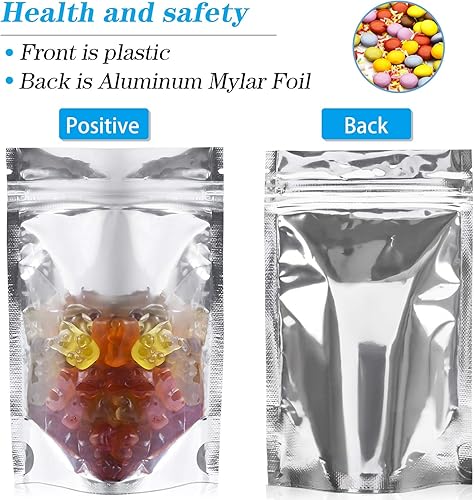 Miniatura 3 de Paquete de 200 bolsas con cierre de cremallera de Mylar de 4 x 6 pulgadas, de color plateado transparente con cierre de cremallera, embalaje de