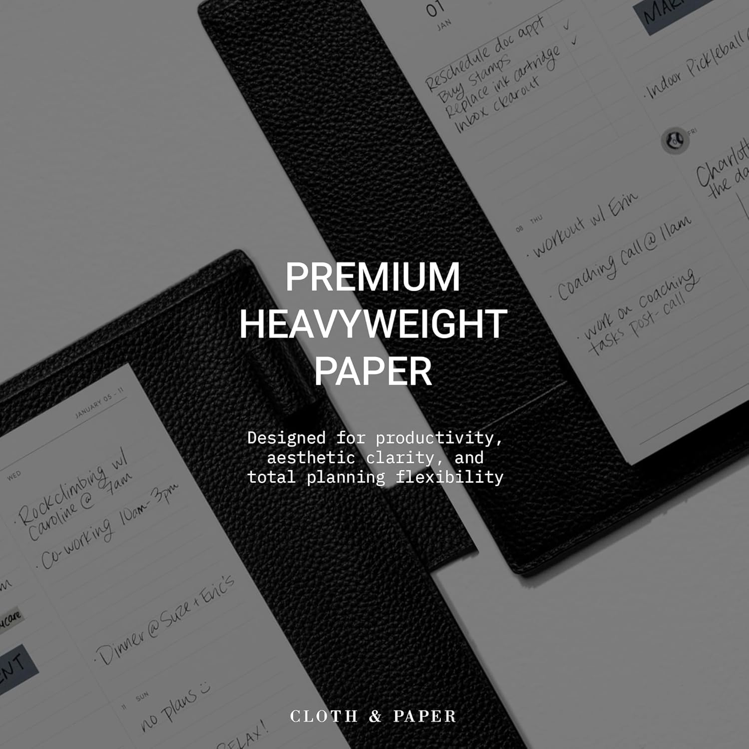 Cloth & Paper 2026 Dated Weekly Planner Inserts - Monday Start | Personal Size 3.75 x 6.75 Inches | 6 Ring Planner Refill Vertical Weekly Layout, 214 Dated Pages | Minimal Agenda Refill