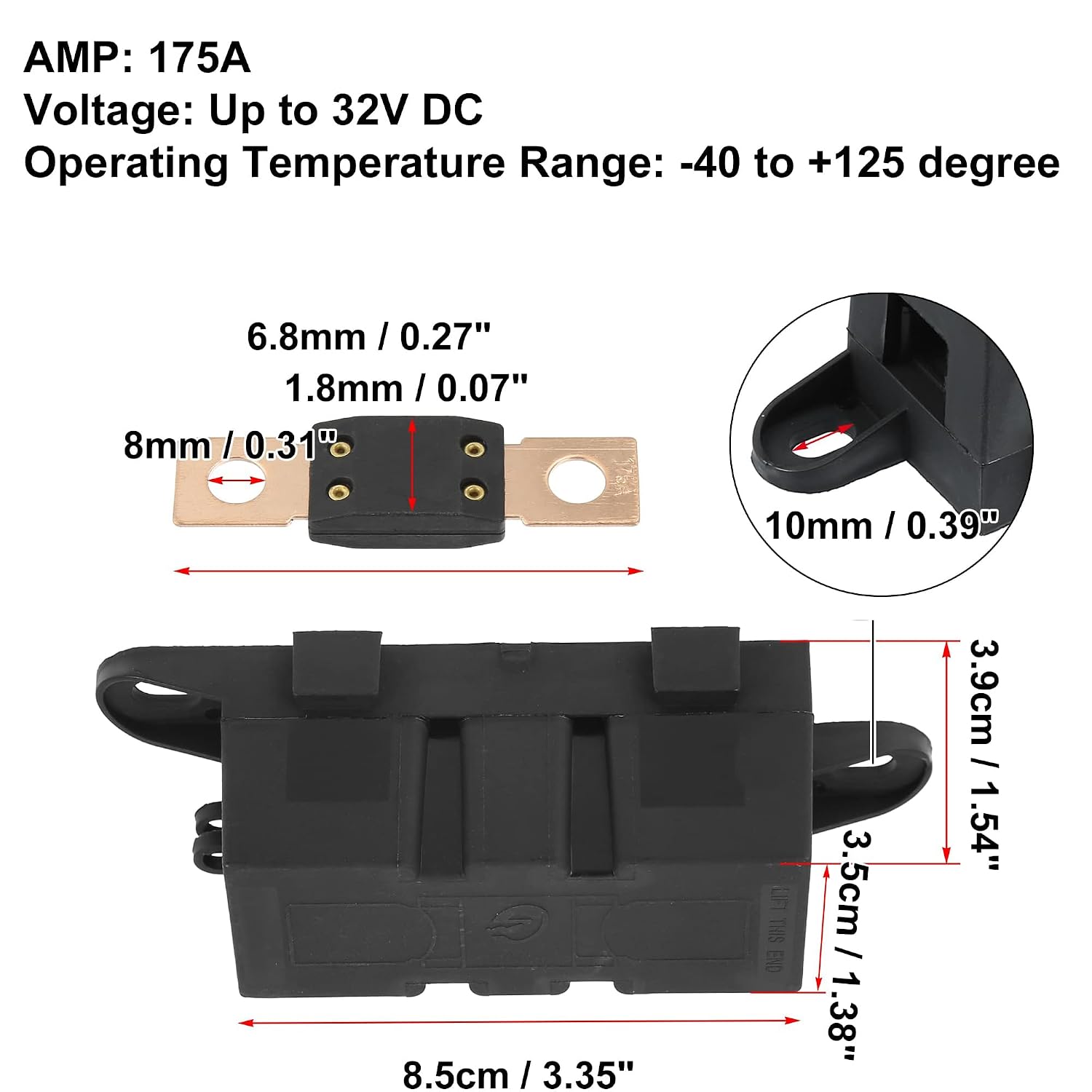 Automotive Fuse Holder Kit 175 Amp 175A 32V Bolt-Down Type ANM Fuse for Automotive Car Audio Video Alarm Amplifier