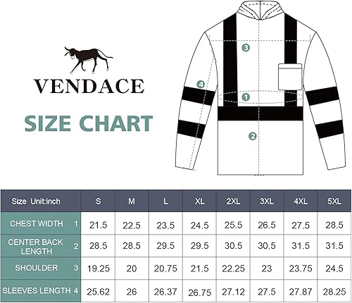 Miniatura 7 de VENDACE 3 piezas de seguridad reflectante de alta visibilidad manga larga ANSI clase 2 Hi Vis construcción trabajo camisetas para hombres con capucha