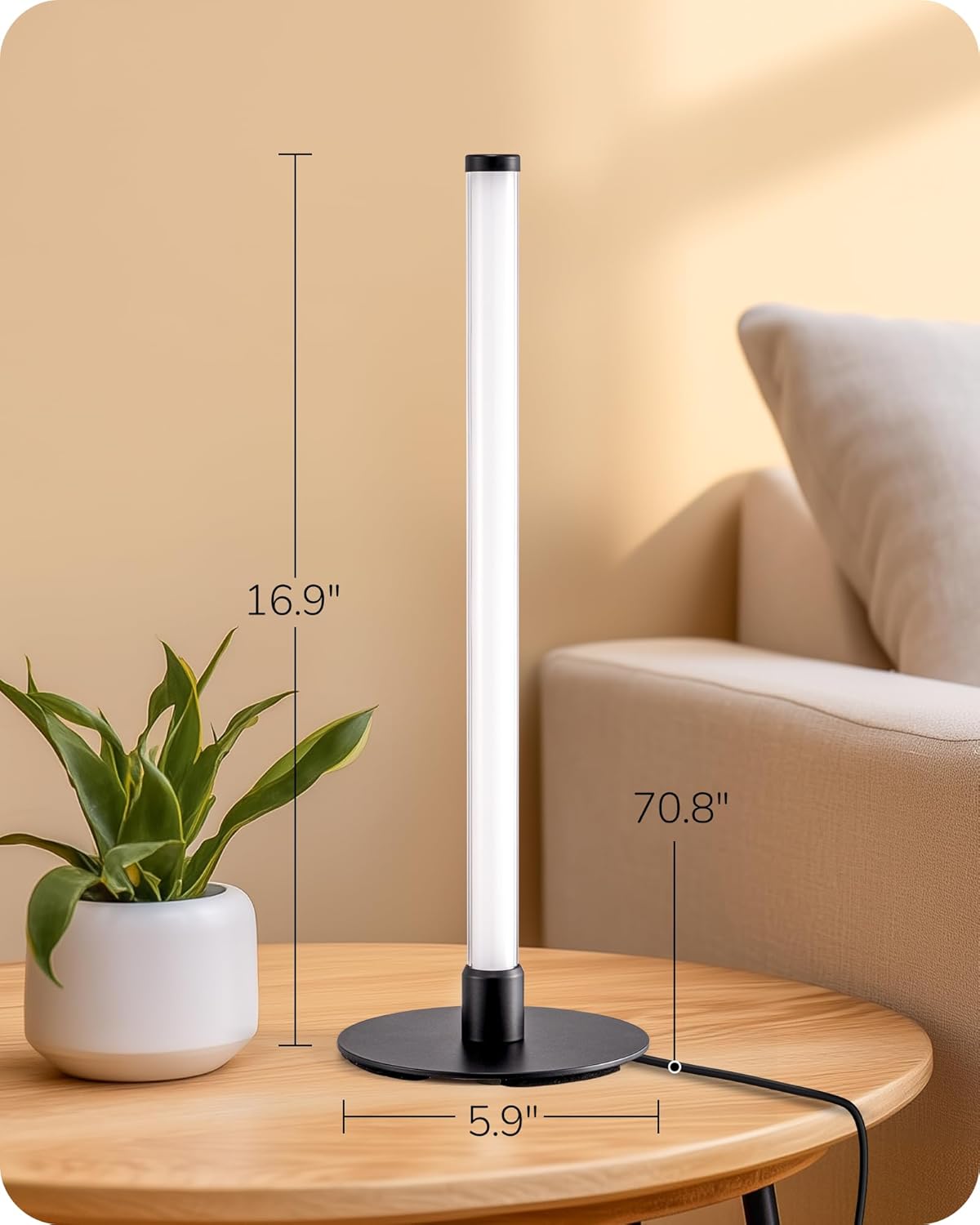 EDISHINE LED Table Lamp, Modern Slim Bedside Lamp with 360° Illumination, Stepless Dimming & 3 Color Temperature, Nightstand Lamp for Bedroom, Living Room, Black