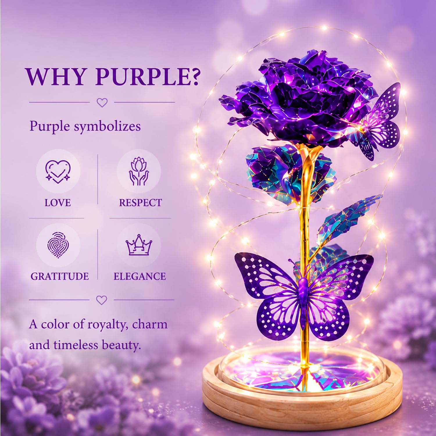 StowBin QUNPON - Flores para el día de la Madre, Regalos de Hija e Hijo, cumpleaños para Mujeres, mamá, Abuela, niñera, Rosa de la Bella y la Bestia en cúpula de Cristal, Artificial para Siempre