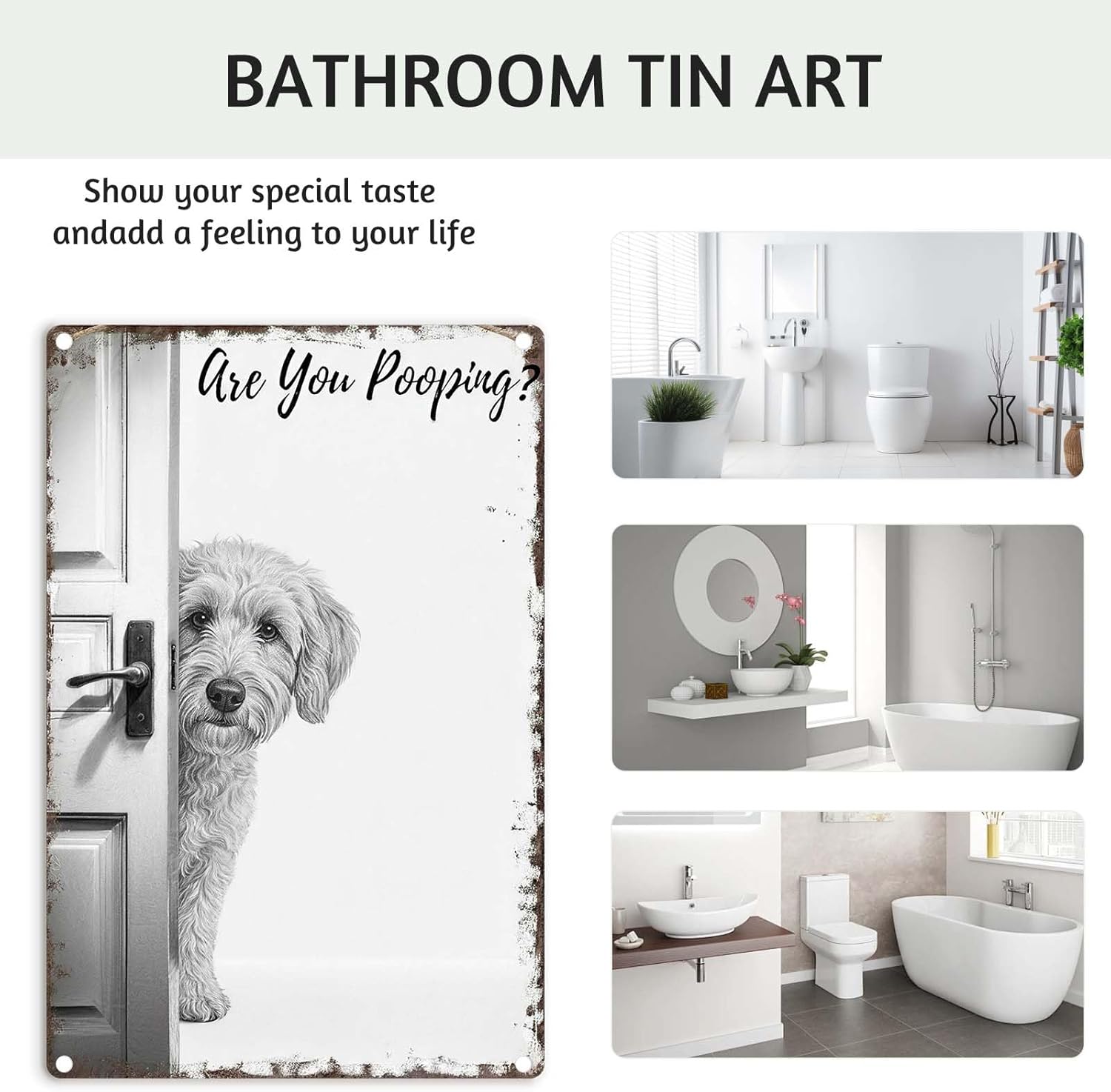 Funny Bathroom Wall Art Goldendoodle Metal Signs - Vintage Metal Tin Sign Wall Art Decor, Are You Pooping Bathroom Signs for Home, Restroom,12x8 inch - Image 4